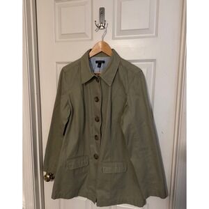 Lands End Women's 16W‎ Cute Greenish/Tan Button Jacket